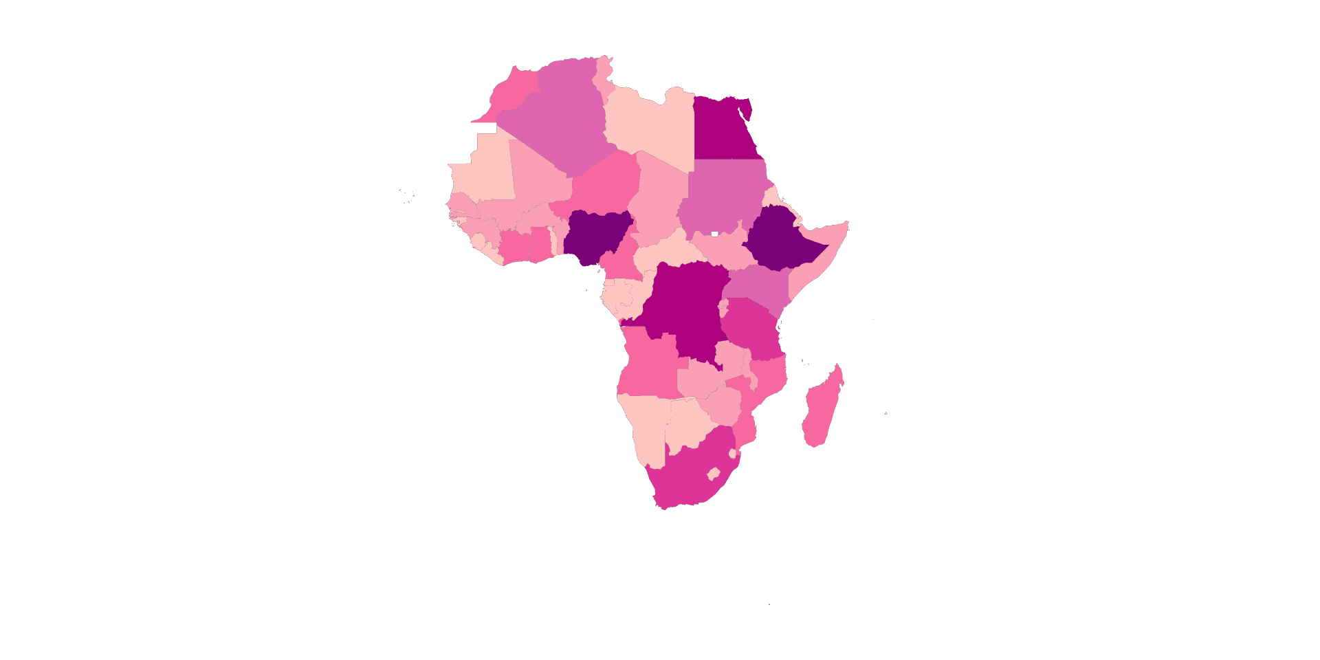 Map of African Countries by Population (2023)