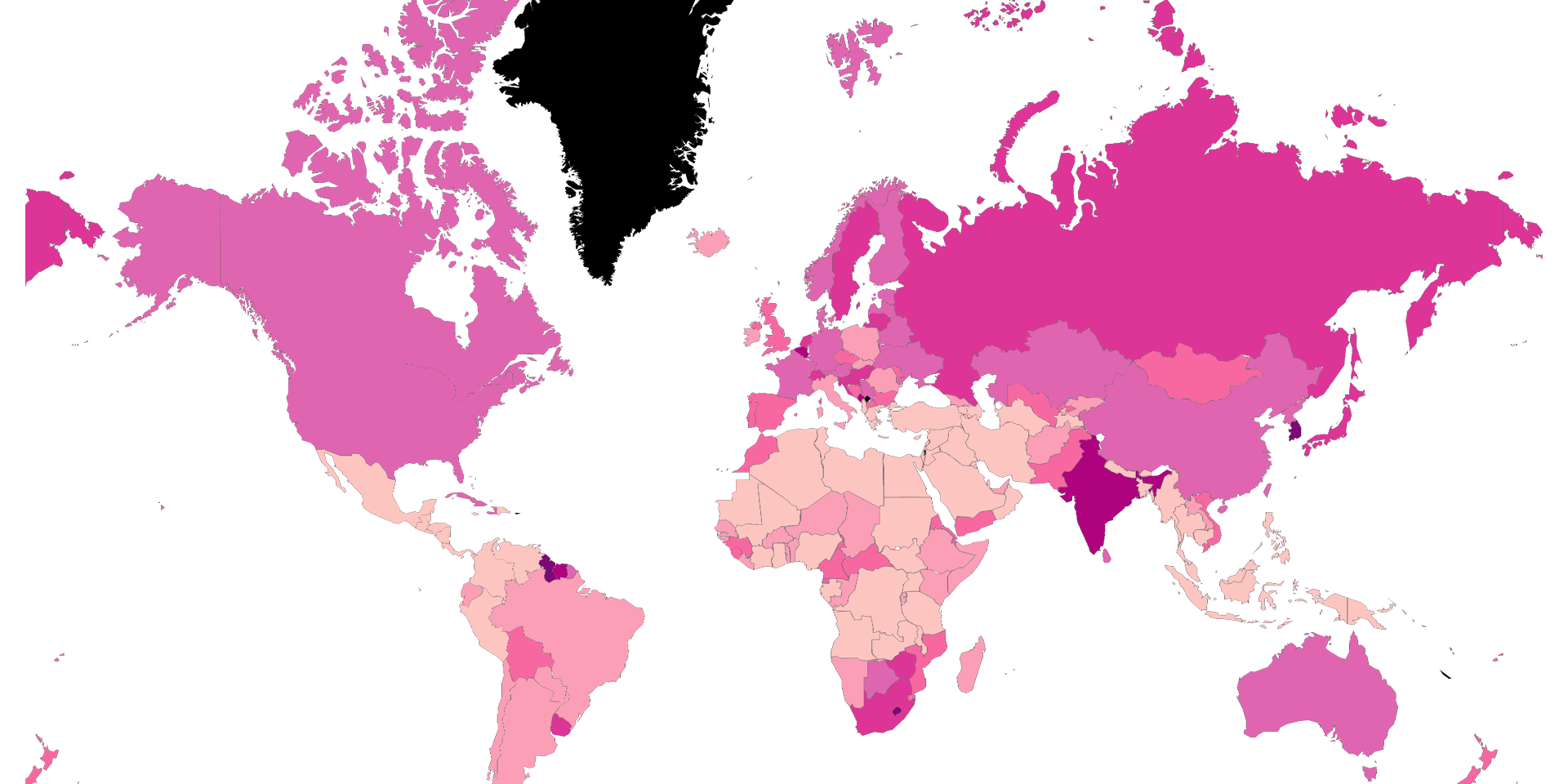 Suicide Mortality Rate Female Per 100,000 Female Population by Country Map