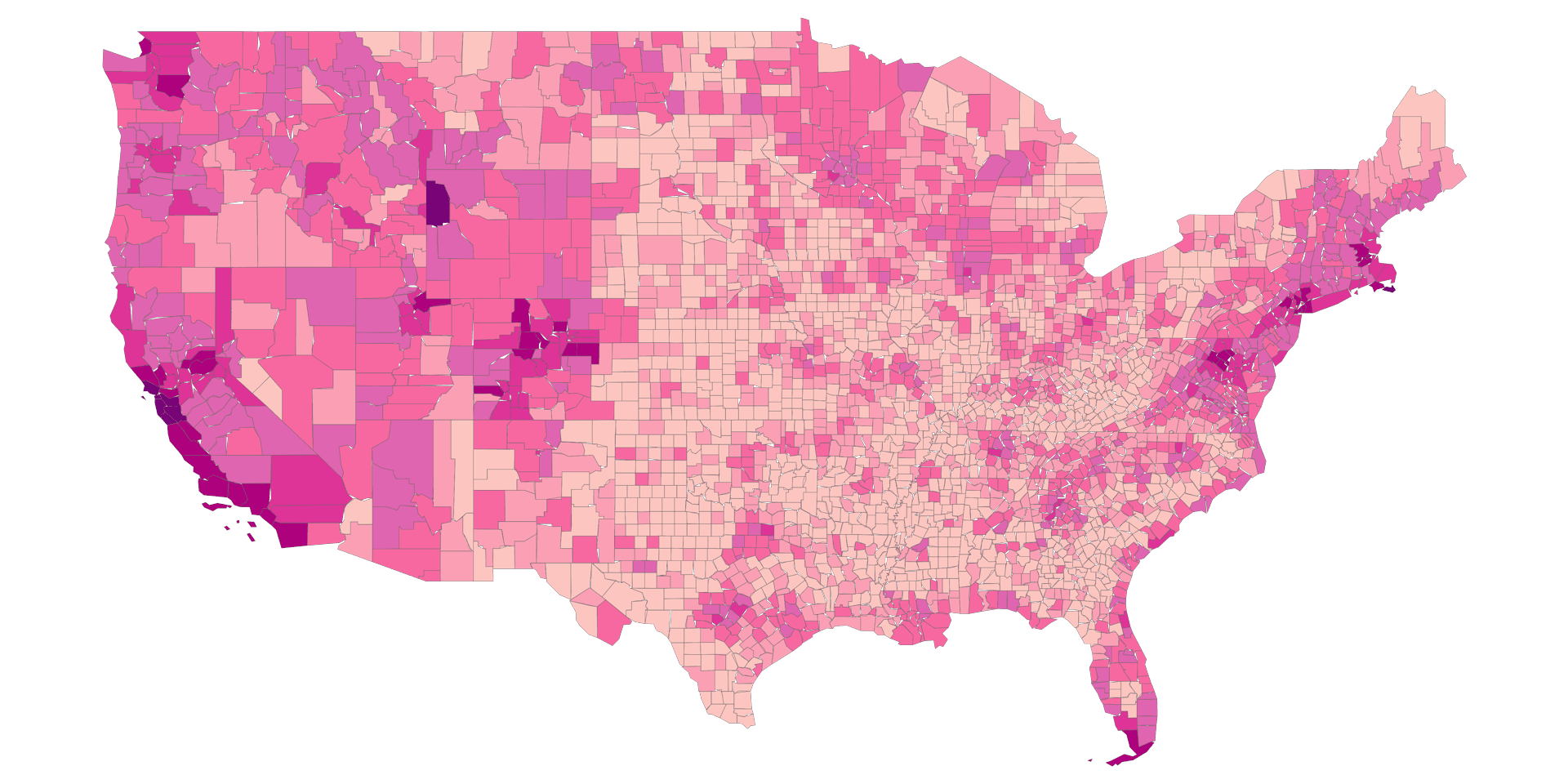 United States Median Household Value by County