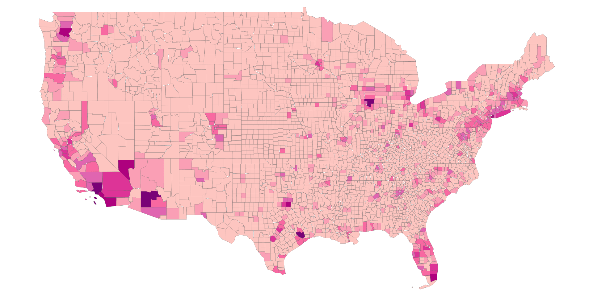 United States Households by County Map