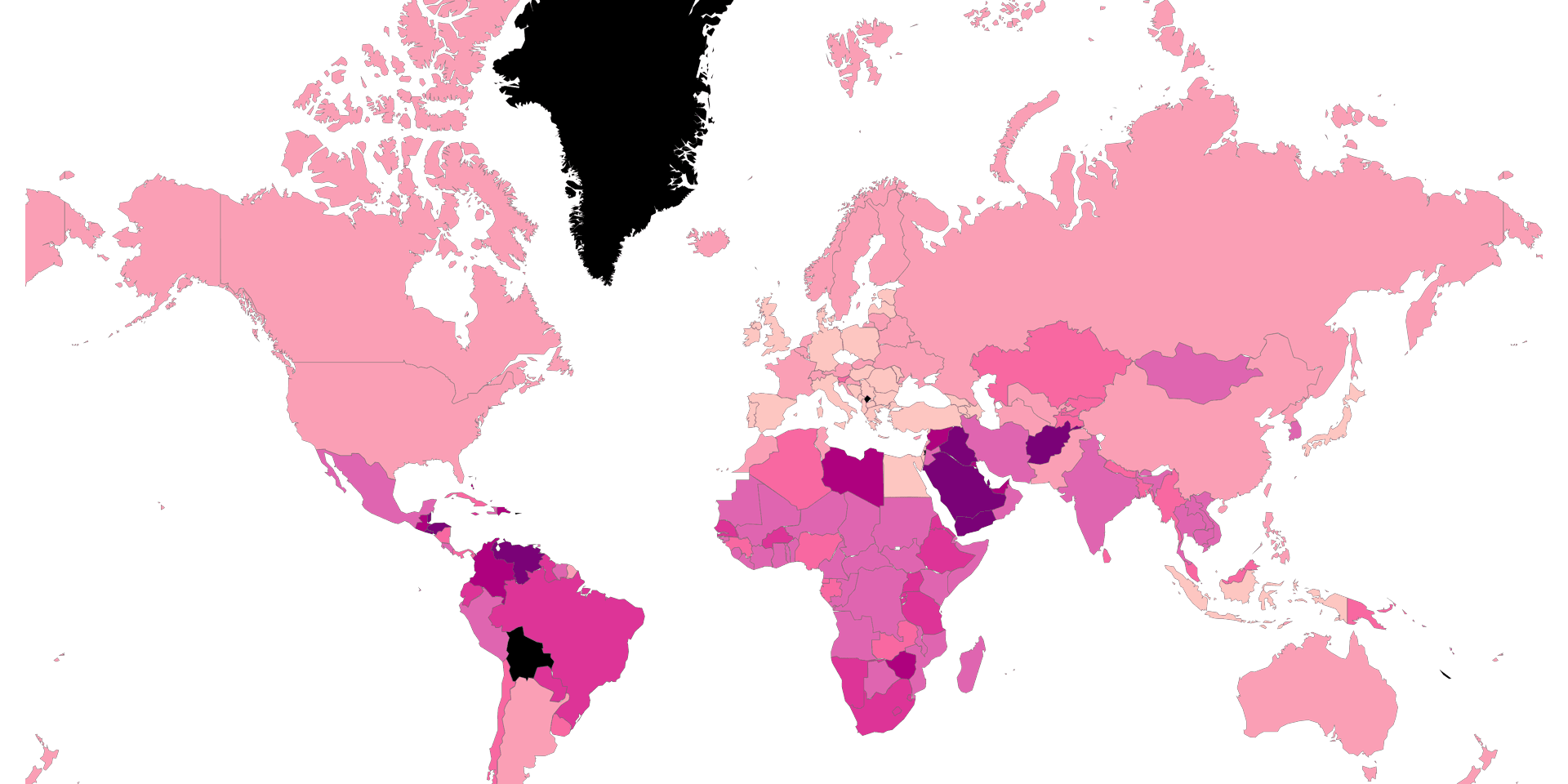 Percentage of deaths caused by injury by country
