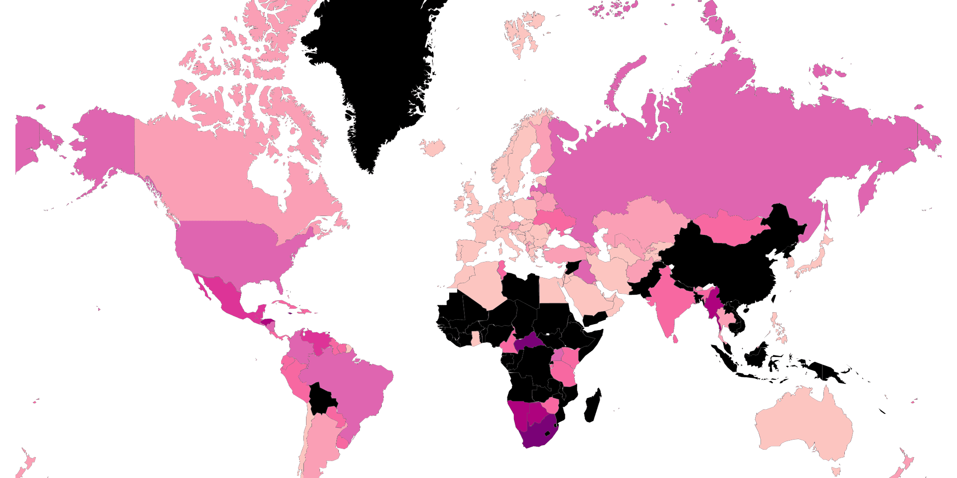 Intentional Homicides Female Per 100,000 Female by Country Map