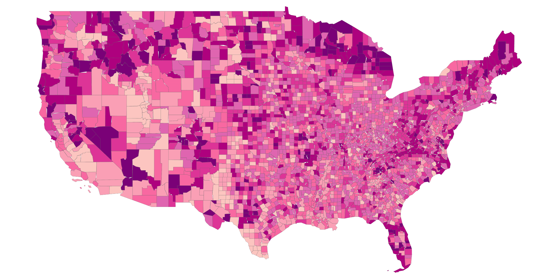 US Median Age by County