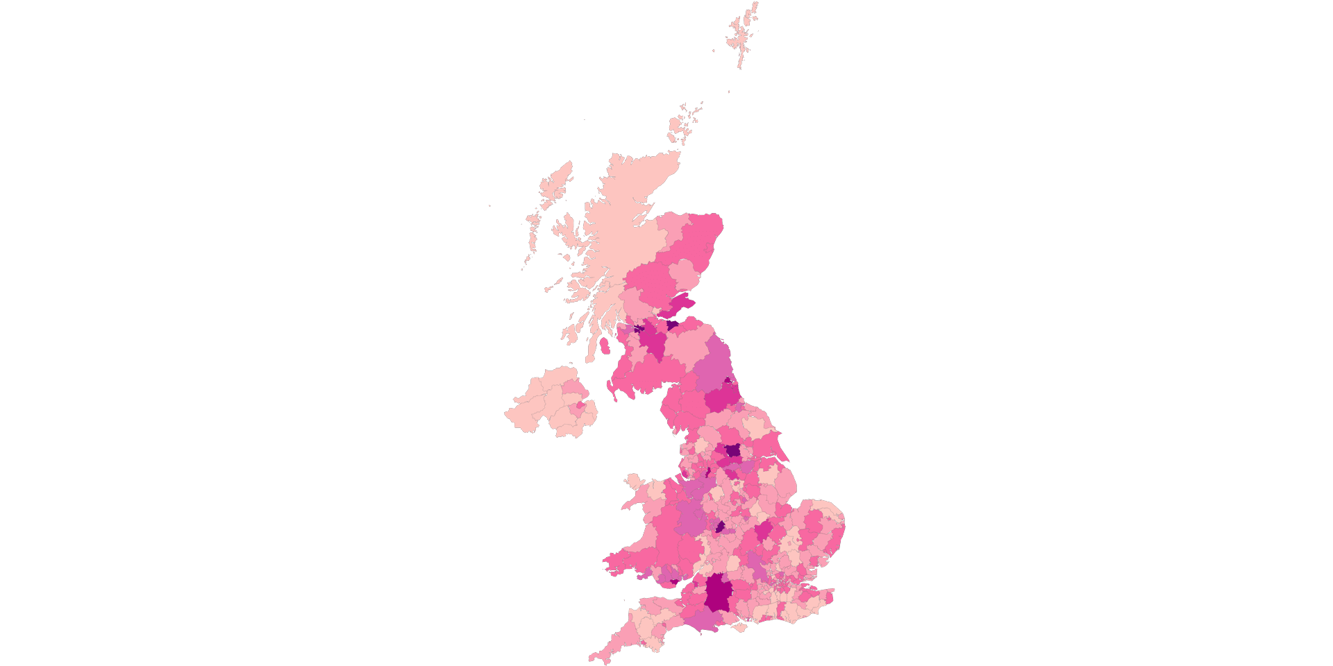 UK Greggs Count vs Property Price Map