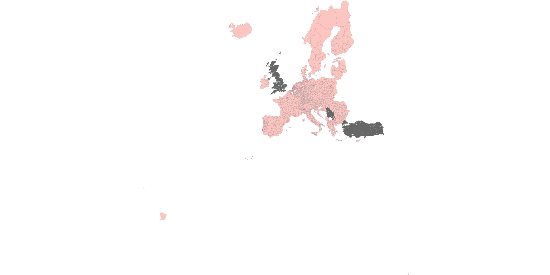 Population density in Europe in 2022 by NUTS3 regions