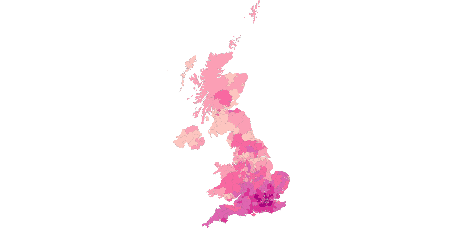 UK Area Average Property Price October 22 Map